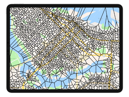Postal Code API showing boundary visualization on tablet
